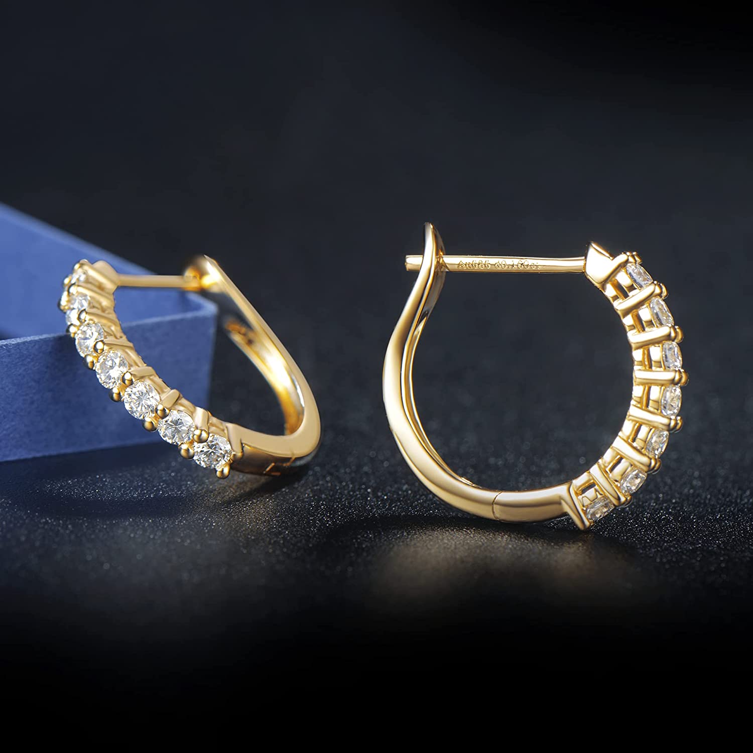 FANCIME Small Huggie 14K Yellow Gold Hoop Earrings Show