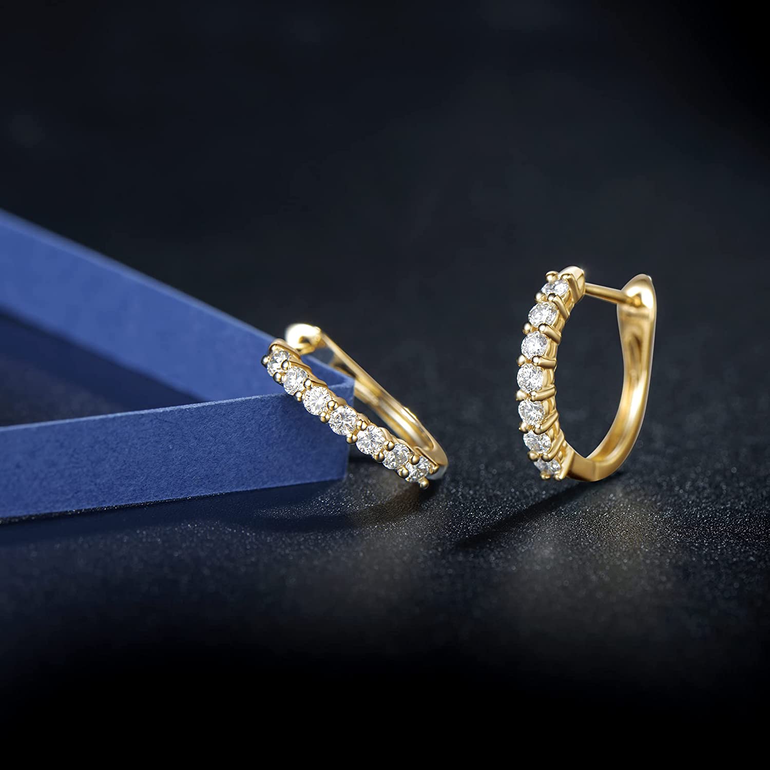 FANCIME Small Huggie 14K Yellow Gold Hoop Earrings Show