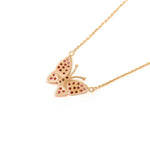FANCIME "Fairy Titania" Pave Butterfly 14K Rose Gold Necklace Back2