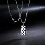 Collier en argent sterling pour homme avec pendentif classique en spinelle noir sur chaîne en acier inoxydable 24 pouces