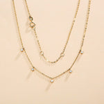 Fanci “5 Stone” Minimalist Chain 14K Solid Gold Necklace Full