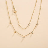 Fanci “5 Stone” Minimalist Chain 14K Solid Gold Necklace Full