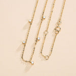 Fanci “5 Stone” Minimalist Chain 14K Solid Gold Necklace Full