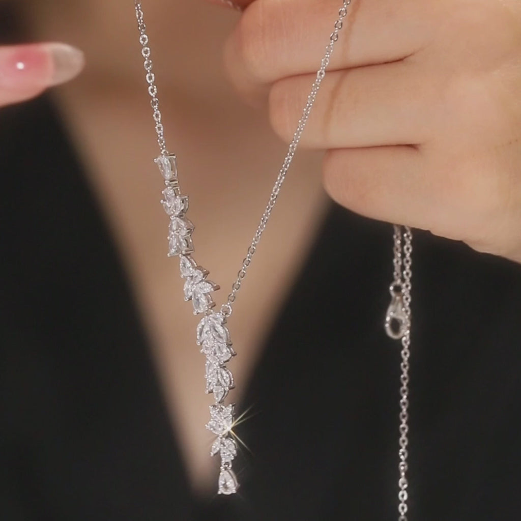 FANCIME "Wisteria Reverie" Flower Drop Y Sterling Silver Necklace Video