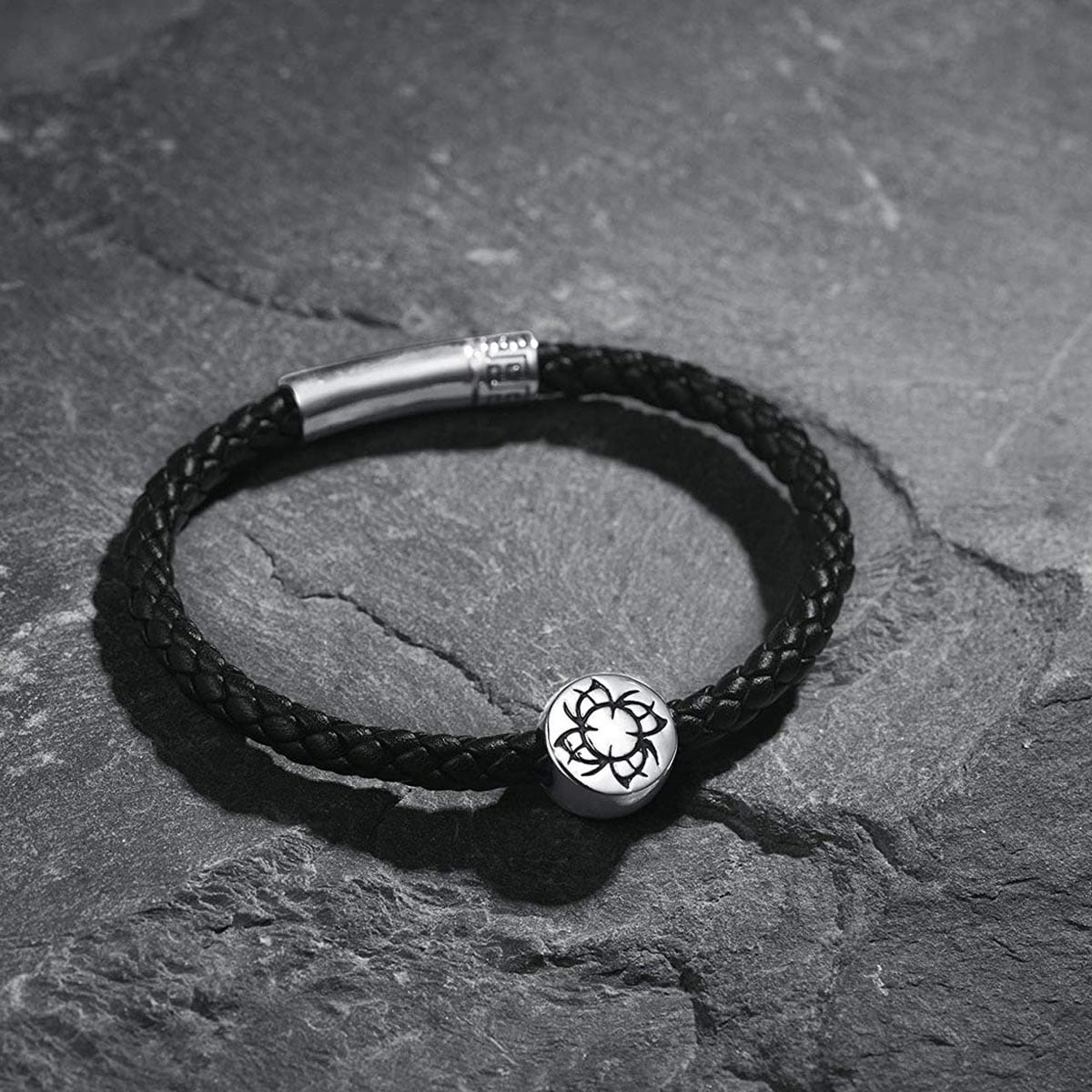FANCIME COURAGE  Mens Leather Sterling Silver Bracelet Show