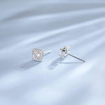 FANCIME 2CTTW Moissanite Square 14K Solid White Gold Stud Earrings Show