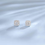 FANCIME 2CTTW Moissanite Square 14K Solid White Gold Stud Earrings Show