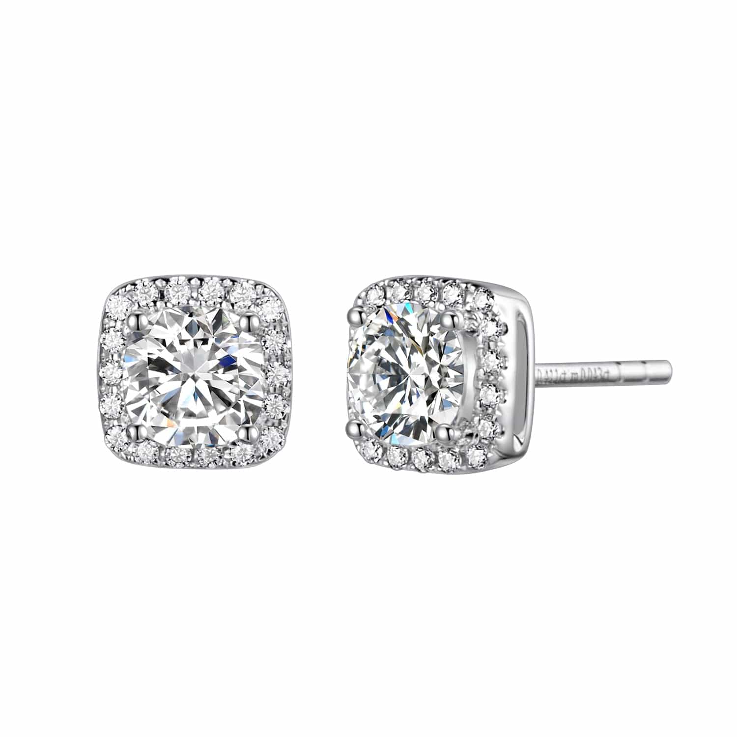 FANCIME 2CTTW Moissanite Square 14K Solid White Gold Stud Earrings Main