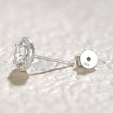 FANCIME Halo Setting Moissanite 14K Solid White Gold Stud Earrings Show