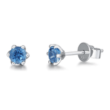 FANCIME "Little Daisy" Blue Topaz 14k White Gold Stud Earrings Main