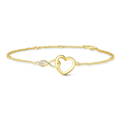 FANCIME Armband mit ineinandergreifendem Unendlichkeitsherz aus 14-karätigem Massivgold