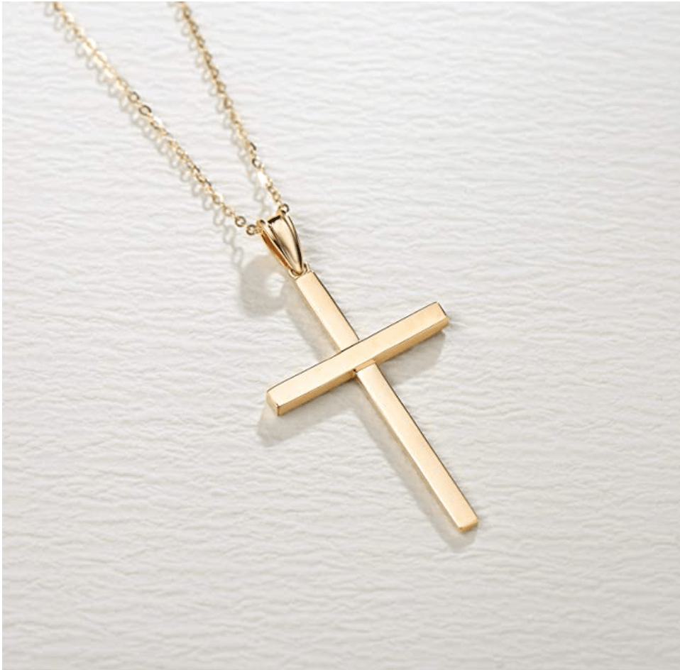 Sleek High Shine Cross Pendant Necklace in 14K Yellow Gold - FANCI ME
