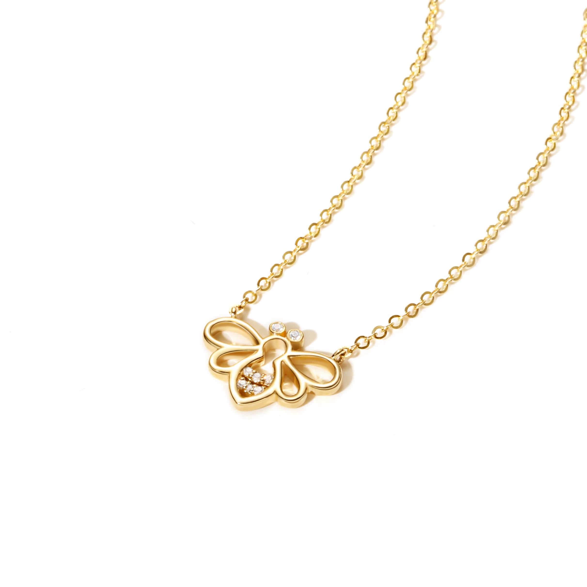 Fancime "Be Bright" Minimalist Dainty Bee Yellow Gold Necklace Main2