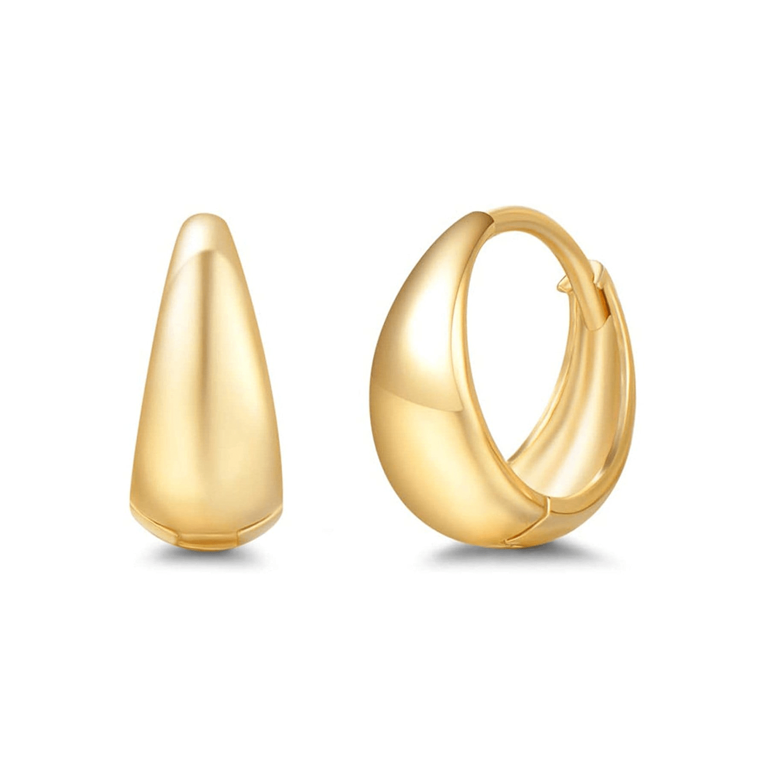 FANCIME Small Tapered 14K Yellow Gold Hoop Earrings Main