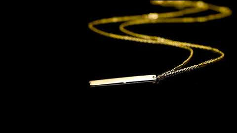 FANCIME Minimalist Bar Vertical Drop 14K Yellow Gold Necklace Video