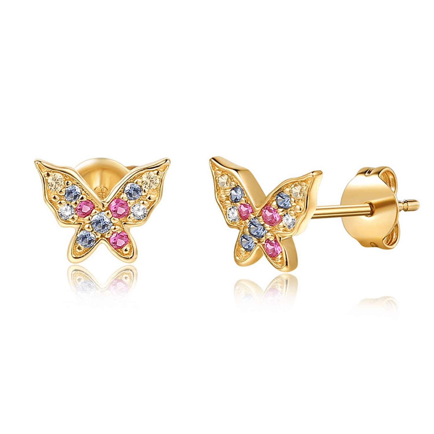 FANCIME "Little Sophie" Diamond Butterfly 14K Yellow Gold Studs Main