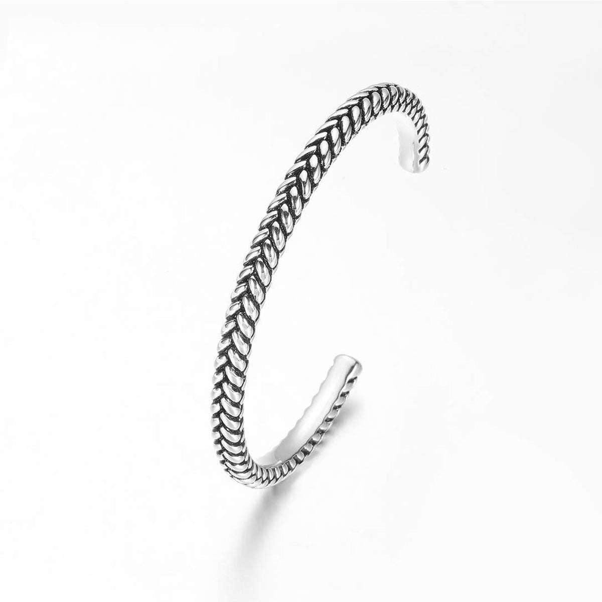 FANCIME Intrepidity Mens Open Cuff 925 Sterling Silver Bracelet Side