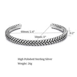 FANCIME Intrepidity Mens Open Cuff 925 Sterling Silver Bracelet Size