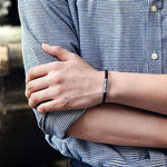 FANCIME DESTINATION Mens Leather Sterling Silver Bracelet  Model
