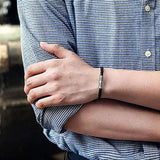 FANCIME DESTINATION Mens Leather Sterling Silver Bracelet  Model
