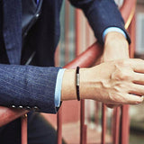 FANCIME DESTINATION Mens Leather Sterling Silver Bracelet  Model